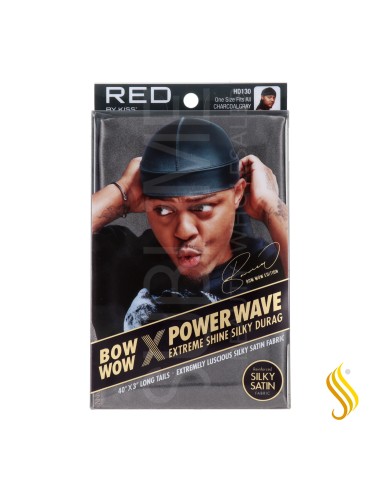 Red Kiss Power Wave Extreme Silky Durag Charcoal Gray Capa De Cabello